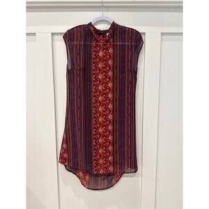 Anthropologie Hazel Drape Back Mock Neck Abstract Print Dress, M